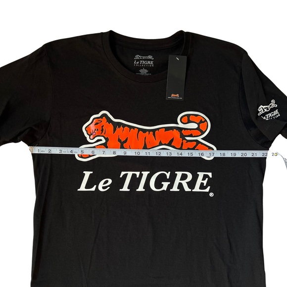 Le Tigre Classic Logo T-Shirt, Black shirt with orange and white logo, NWT - Picture 7 of 8